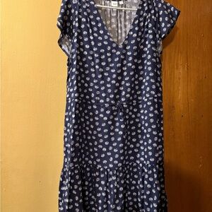 GAP Navy and White Floral Midi Dress